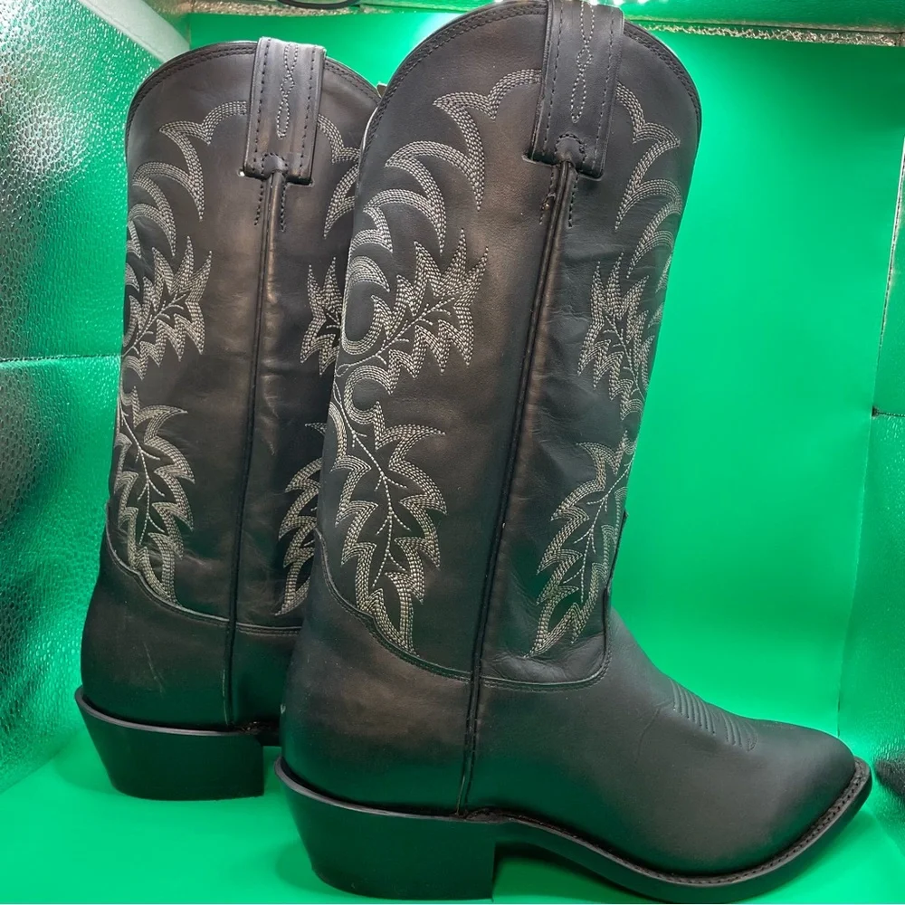 Tony Lama "Stallion" Black Western Boots with Silver Stitching 6.5EE 🤠 - Picture 2 of 9